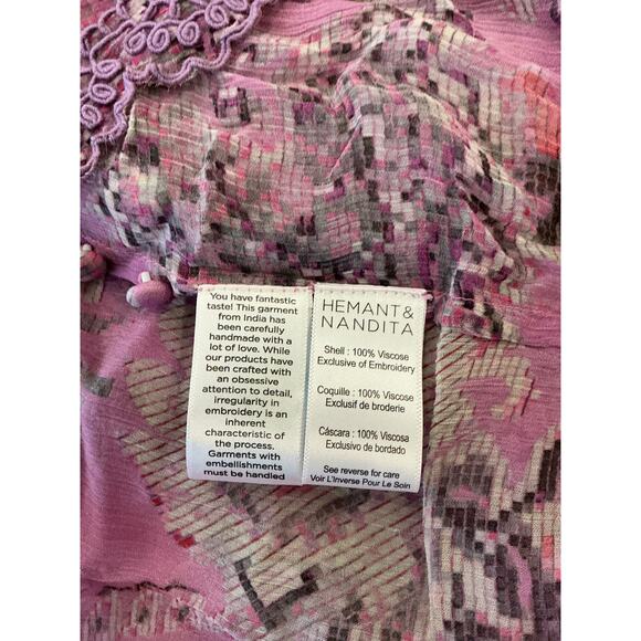 Hemant And Nandita Sheer Orchid Mavi Kaftan Dress Size S NWT - Picture 7 of 7